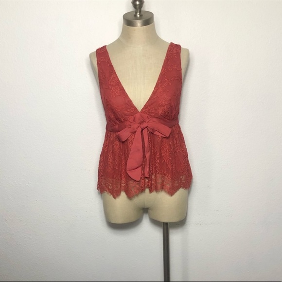 FREE PEOPLE | Frenchie Kiss Chante Lace rust sleeveless top - Picture 7 of 7